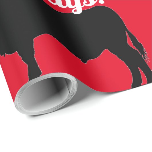 Zwarte hoekstiften op rood omslagpapier cadeaupapier (Rol Hoek)