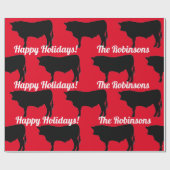 Zwarte hoekstiften op rood omslagpapier cadeaupapier (Vlak)