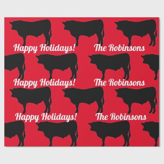 Zwarte hoekstiften op rood omslagpapier cadeaupapier (Vlak)