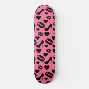 Zwarte Hoge Hakken Kus Lippen Meisjesachtige Make- Persoonlijk Skateboard