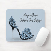 Zwarte hoge hiel met bloemen muismat (Met muis)