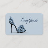 Zwarte hoge hiel met bloemen visitekaartje (Voorkant)