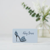 Zwarte hoge hiel met bloemen visitekaartje (Staand voorkant)