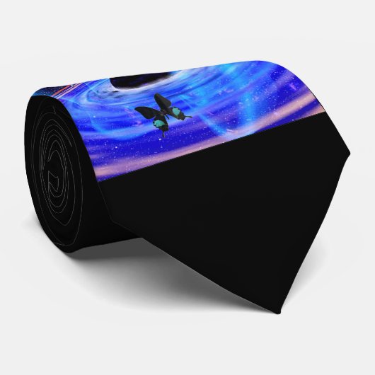 Zwarte hol en vlinders stropdas (Opgerold)