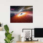 Zwarte Hole in het midden van een melkweg Poster (Thuiskantoor)