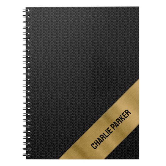 Zwarte Hole Metal Gold Background Notitieboek (Voorkant)