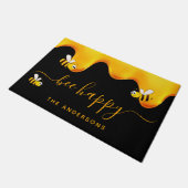 Zwarte hommels honing monogram deurmat (Schuin)