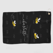 Zwarte hommels, humor-monogram golfhanddoek (Horizontaal)