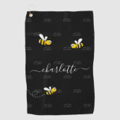 Zwarte hommels, humor-monogram golfhanddoek (Voorkant)