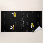 Zwarte hommels, humor-monogram strandlaken (Voorkant)