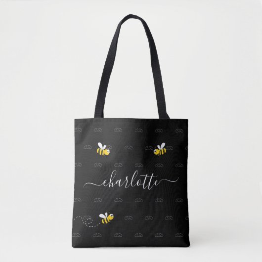 Zwarte hommels, humor-monogram tote bag (Voorkant)