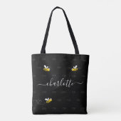 Zwarte hommels, humor-monogram tote bag (Achterkant)