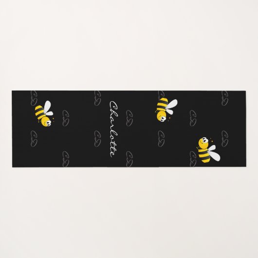 Zwarte hommels, humor-monogram yogamat (Achterkant (horizontaal))