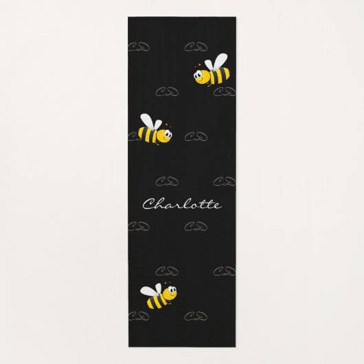 Zwarte hommels, humor-monogram yogamat (Voorkant)