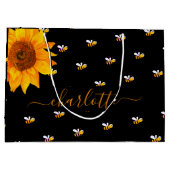 Zwarte hommels rustieke zonnebloem Bruidsdouche Groot Cadeauzakje (Achterkant)