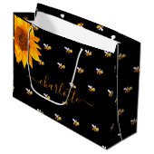 Zwarte hommels rustieke zonnebloem Bruidsdouche Groot Cadeauzakje (Voorkant Gekanteld)