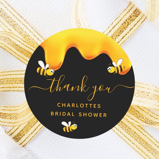Zwarte hommels zoete honing bruidsdouche ronde sticker