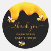 Zwarte hommels zoete honingbijen baby shower ronde sticker (Voorkant)