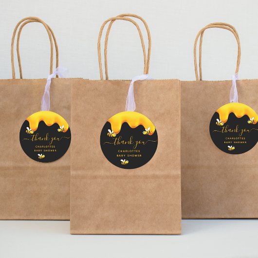 Zwarte hommels zoete honingbijen baby shower ronde sticker