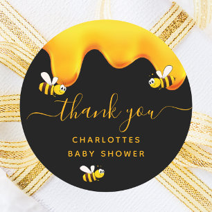 Zwarte hommels zoete honingbijen baby shower ronde sticker