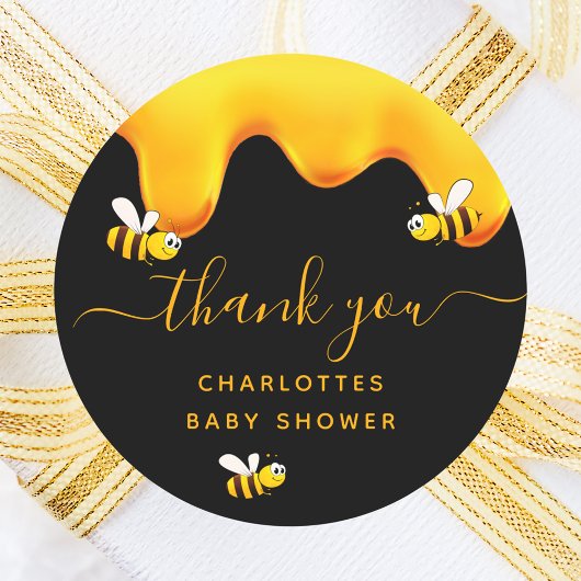 Zwarte hommels zoete honingbijen baby shower ronde sticker