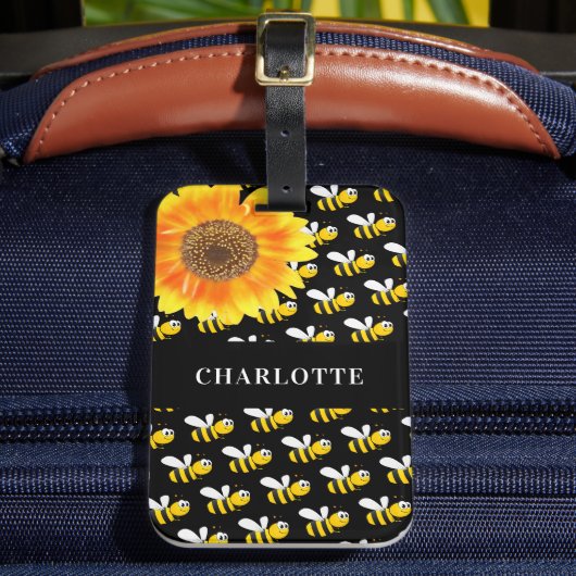 Zwarte hommels - Zonnebloem Bagagelabel (Voorkant Insitu 2)