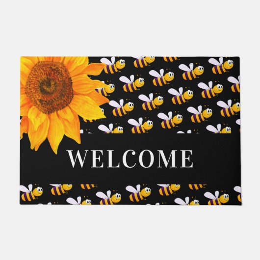 Zwarte hommels - Zonnebloem Deurmat (Voorkant)