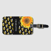 Zwarte hommels zonnebloem naam bagagelabel (Voorkant (horizontaal))