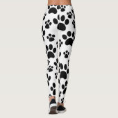 Zwarte Hond Dierenpootafdrukken Leggings (Achterkant)