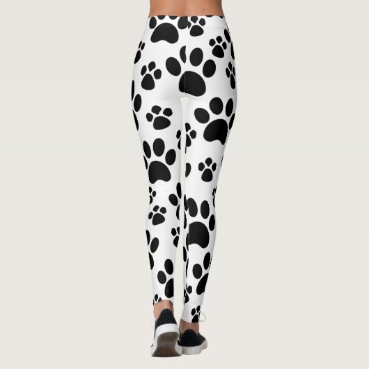 Zwarte Hond Dierenpootafdrukken Leggings (Achterkant)