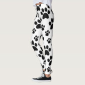 Zwarte Hond Dierenpootafdrukken Leggings (Links)