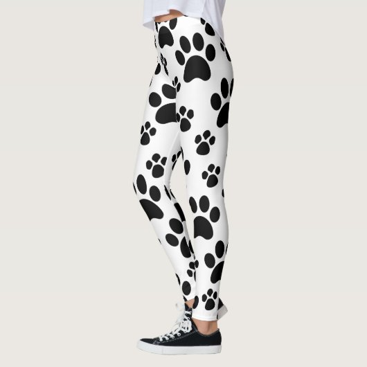 Zwarte Hond Dierenpootafdrukken Leggings (Links)