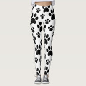 Zwarte Hond Dierenpootafdrukken Leggings (Voorkant)