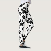 Zwarte Hond Dierenpootafdrukken Leggings (Rechts)