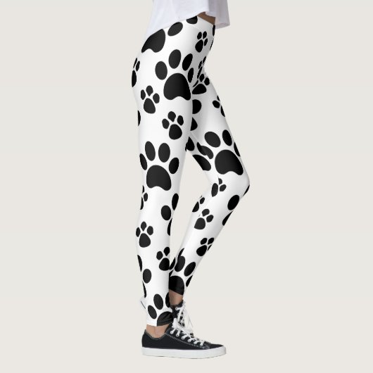 Zwarte Hond Dierenpootafdrukken Leggings (Rechts)