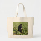 Zwarte hond grote tote bag (Voorkant)