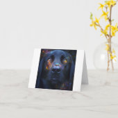 Zwarte hond in de geest kaart (Gele Bloem)