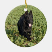 Zwarte hond keramisch ornament (Voorkant)