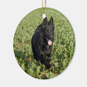 Zwarte hond keramisch ornament (Links)