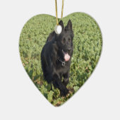 Zwarte hond keramisch ornament (Links)