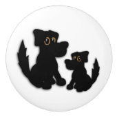 Zwarte hond keramische knop (Voorkant)