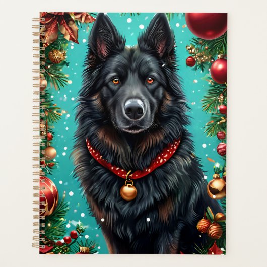 Zwarte Hond Kerst Decoratie Plan Geschenk Planner (Voorkant)