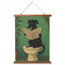 Zwarte Hond Leest Krant Muurkunst