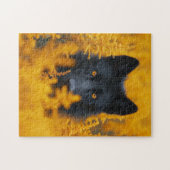 Zwarte hond legpuzzel (Horizontaal)