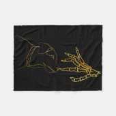 Zwarte Hond Liefhebber Skelet Hand Grappig Hallowe Fleece Deken (Voorkant (Horizontaal))