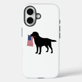 Zwarte hond met Amerikaanse vlag - 4 juli Patriot iPhone 16 Hoesje