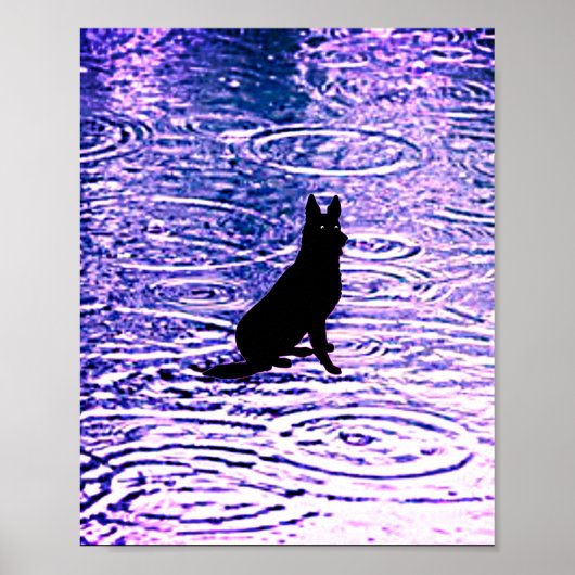 Zwarte hond met doorboeide ogen poster (Voorkant)