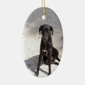 Zwarte hond met een kwaadaardig oog keramisch ornament (Rechts)