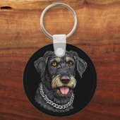 Zwarte Hond Met Ketting Halsband Sleutelhanger (Achterkant)