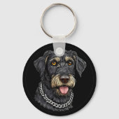 Zwarte Hond Met Ketting Halsband Sleutelhanger (Achterkant)